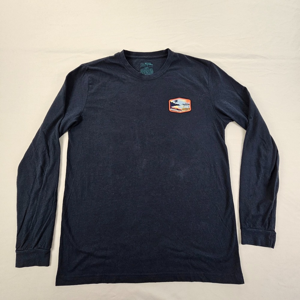 Go Coastal Woody Beach Blue Long Sleeve Cotton Blend T-Shirt Men's M